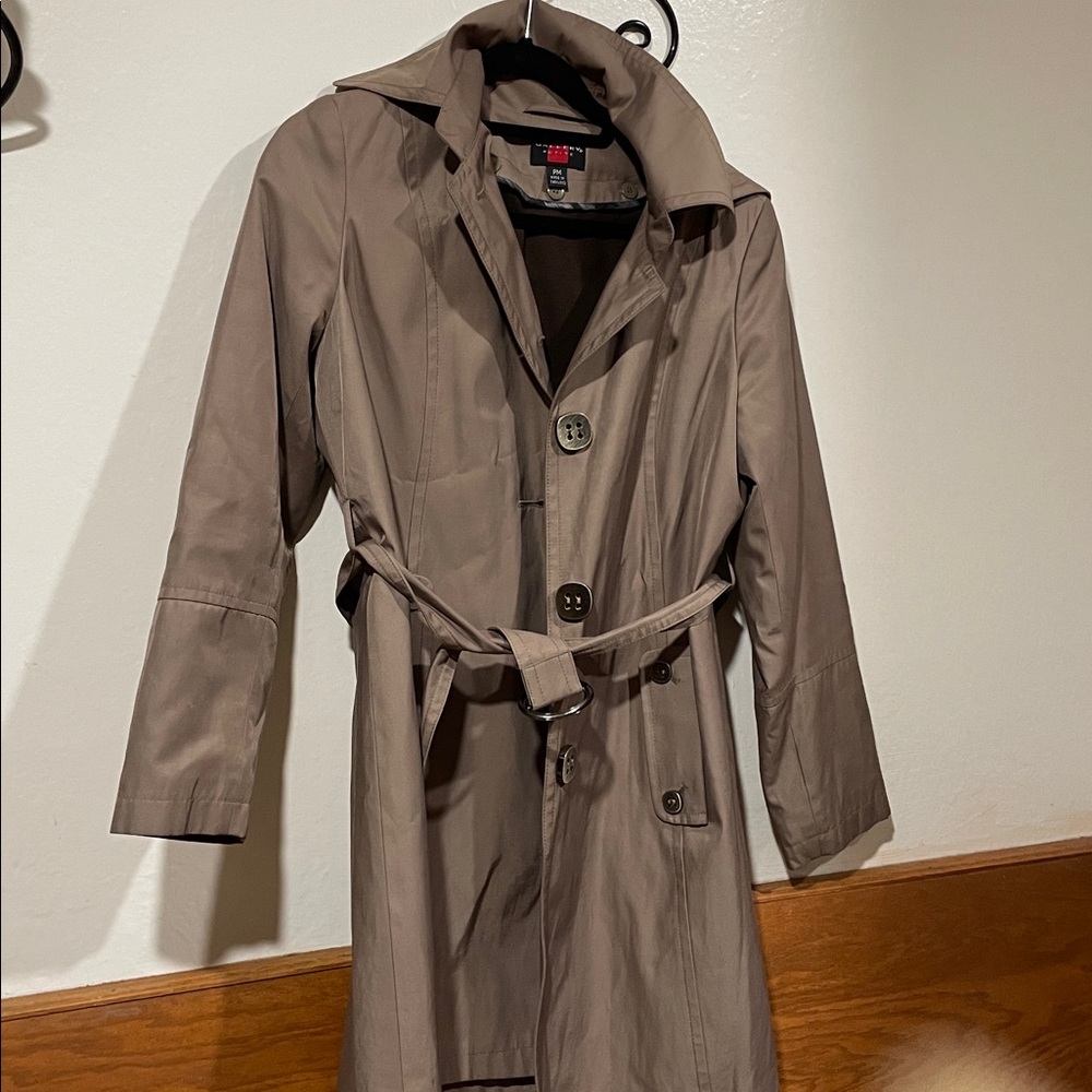 Brown Trench Coat with Belt with hoodie